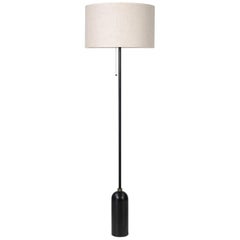 Lampadaire Gravity, acier noirci, abat-jour en toile