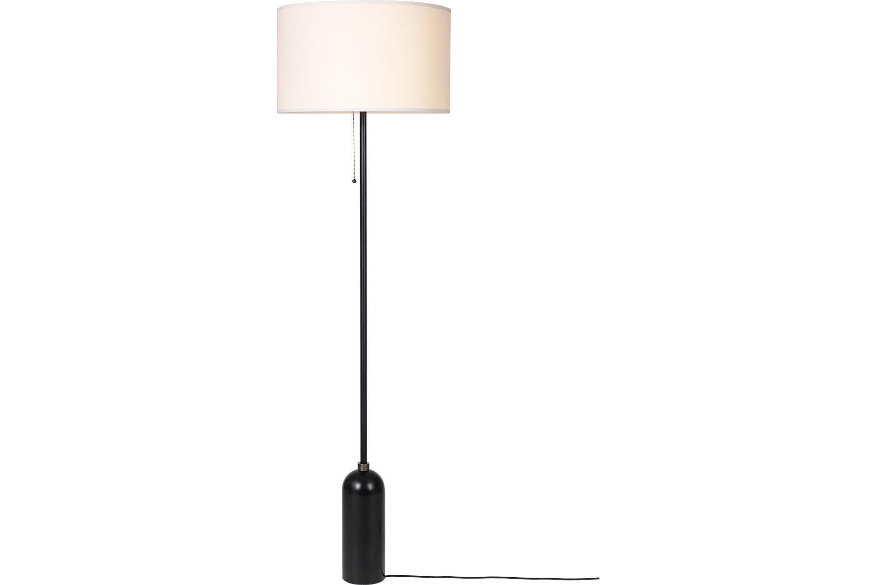 Post-Modern Gravity Floor Lamp, Blackened Steel - Canvas Shade For Sale