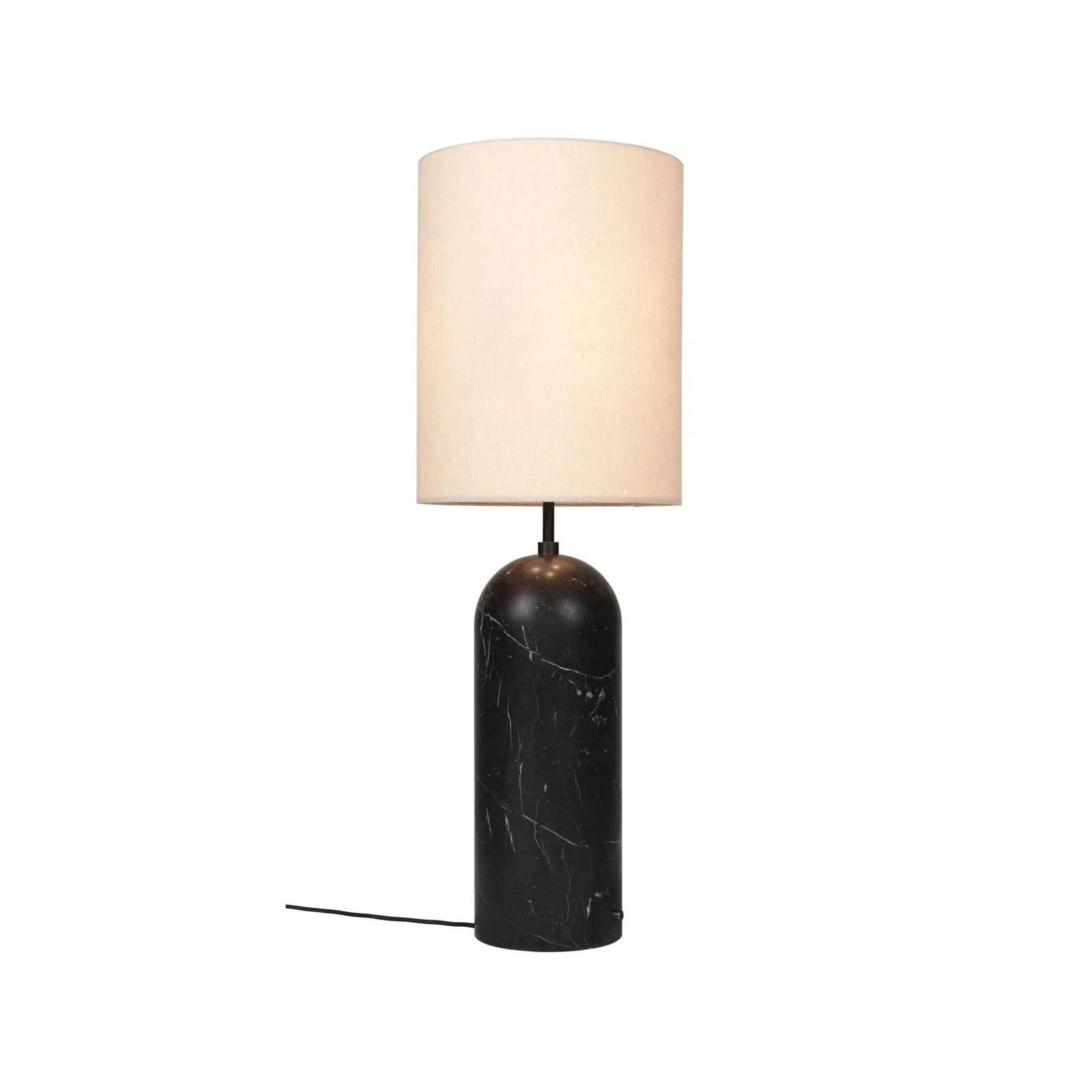 Powder-Coated Gravity Floor Lamp - XL High, Black Marble, Canvas For Sale