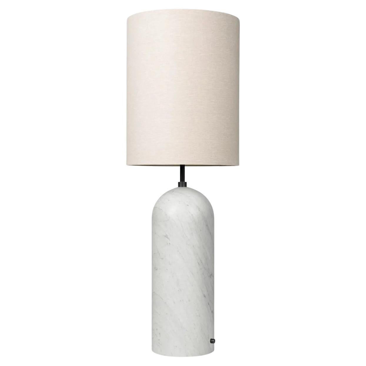 Lampadaire Gravity - XL haut, marbre blanc, toile