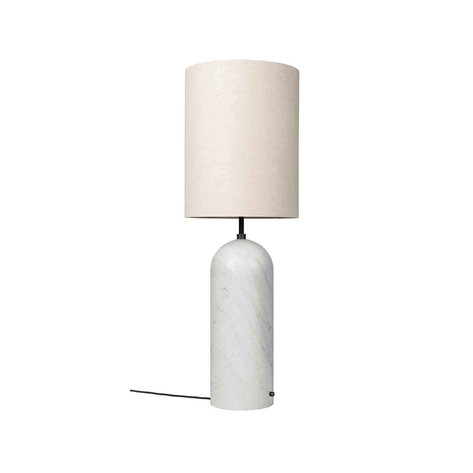 Powder-Coated Gravity Floor Lamp - XL High, White Marble, White For Sale