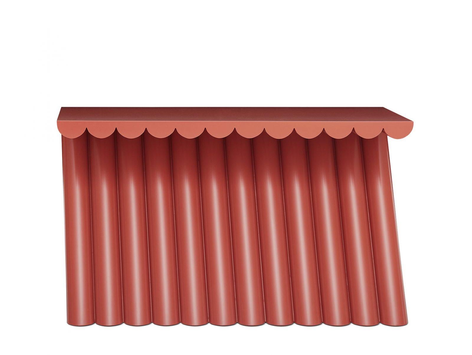 Contemporary Gravity Lacquer Console in Coral Matte For Sale