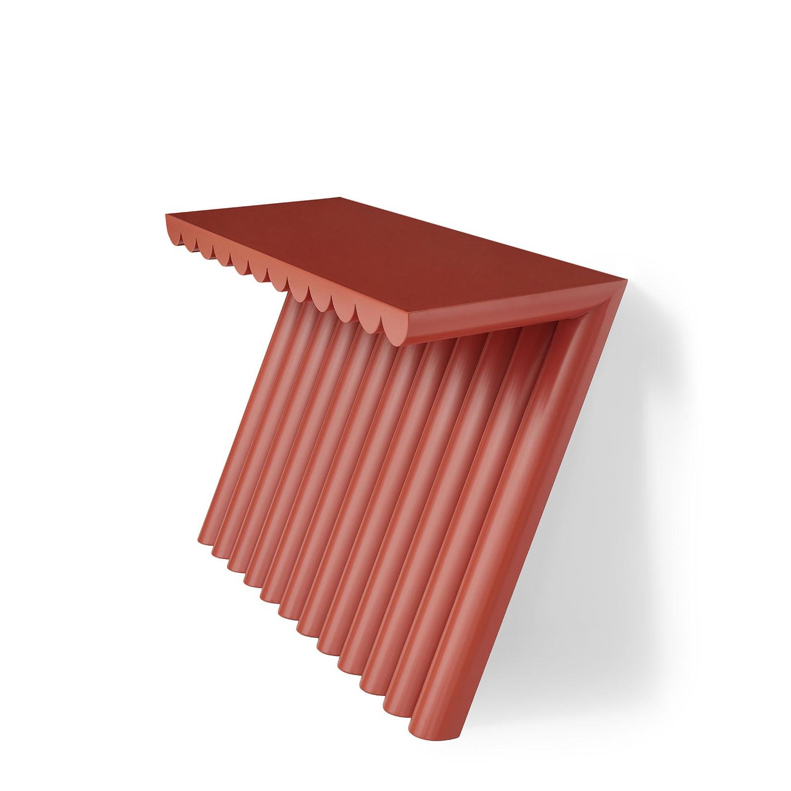 Wood Gravity Lacquer Console in Coral Matte For Sale