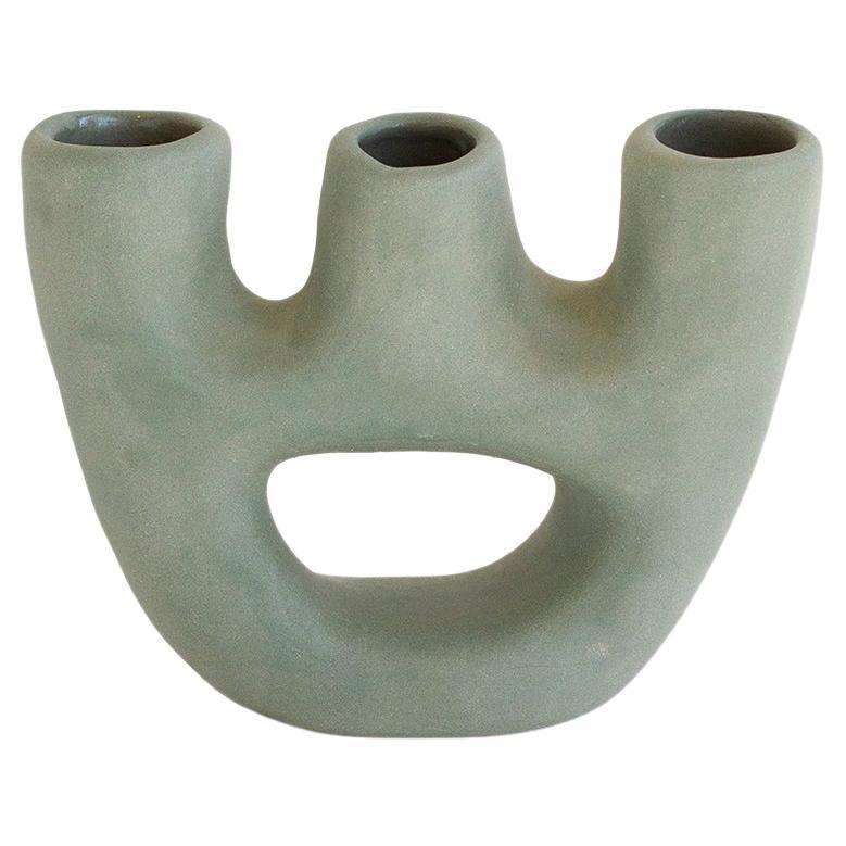 Gravity Organic Modern Handmade Clay Vase in Green