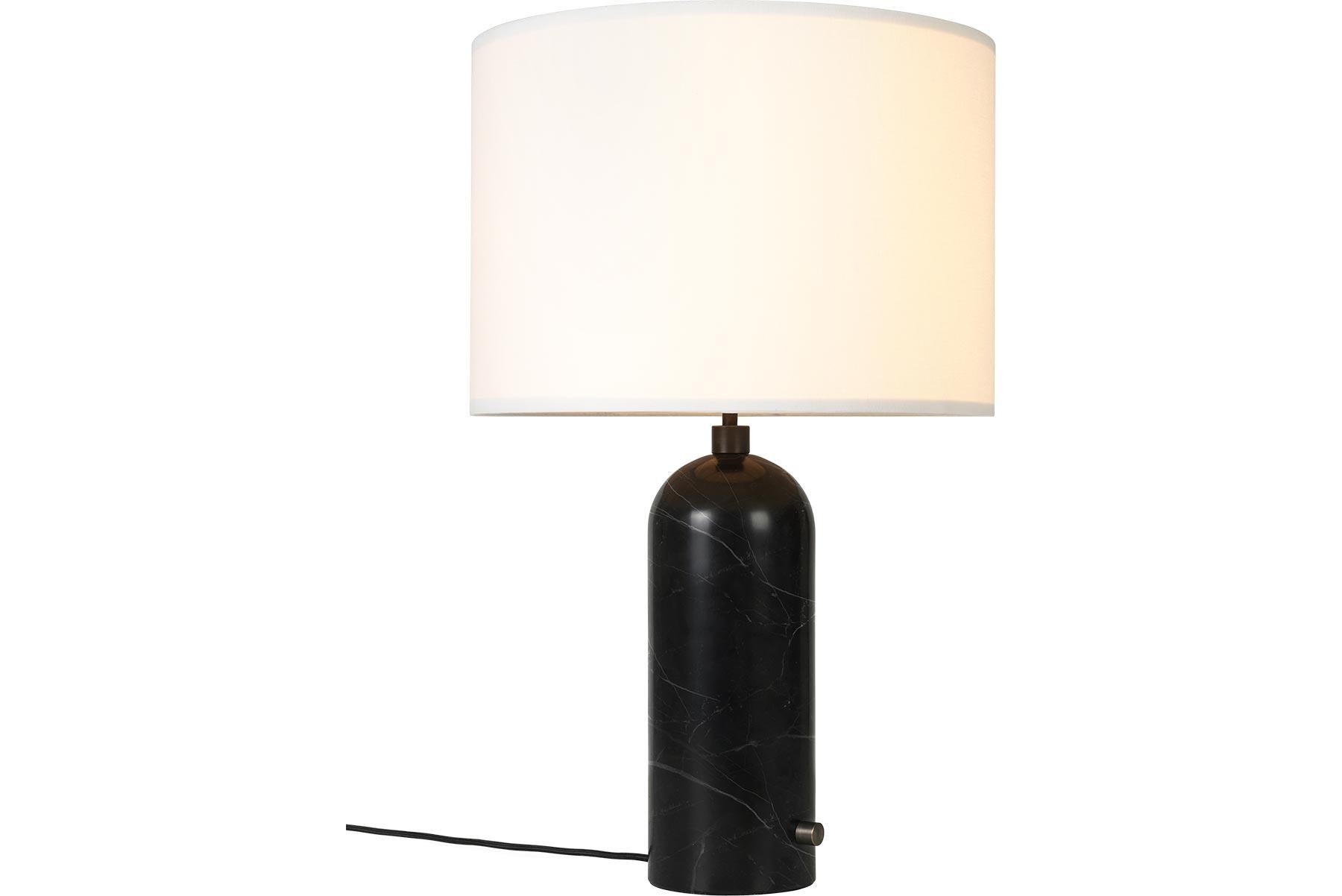 Gravity-Tischlampe – Großer, schwarzer Marmor, Segeltuch (Stahl) im Angebot