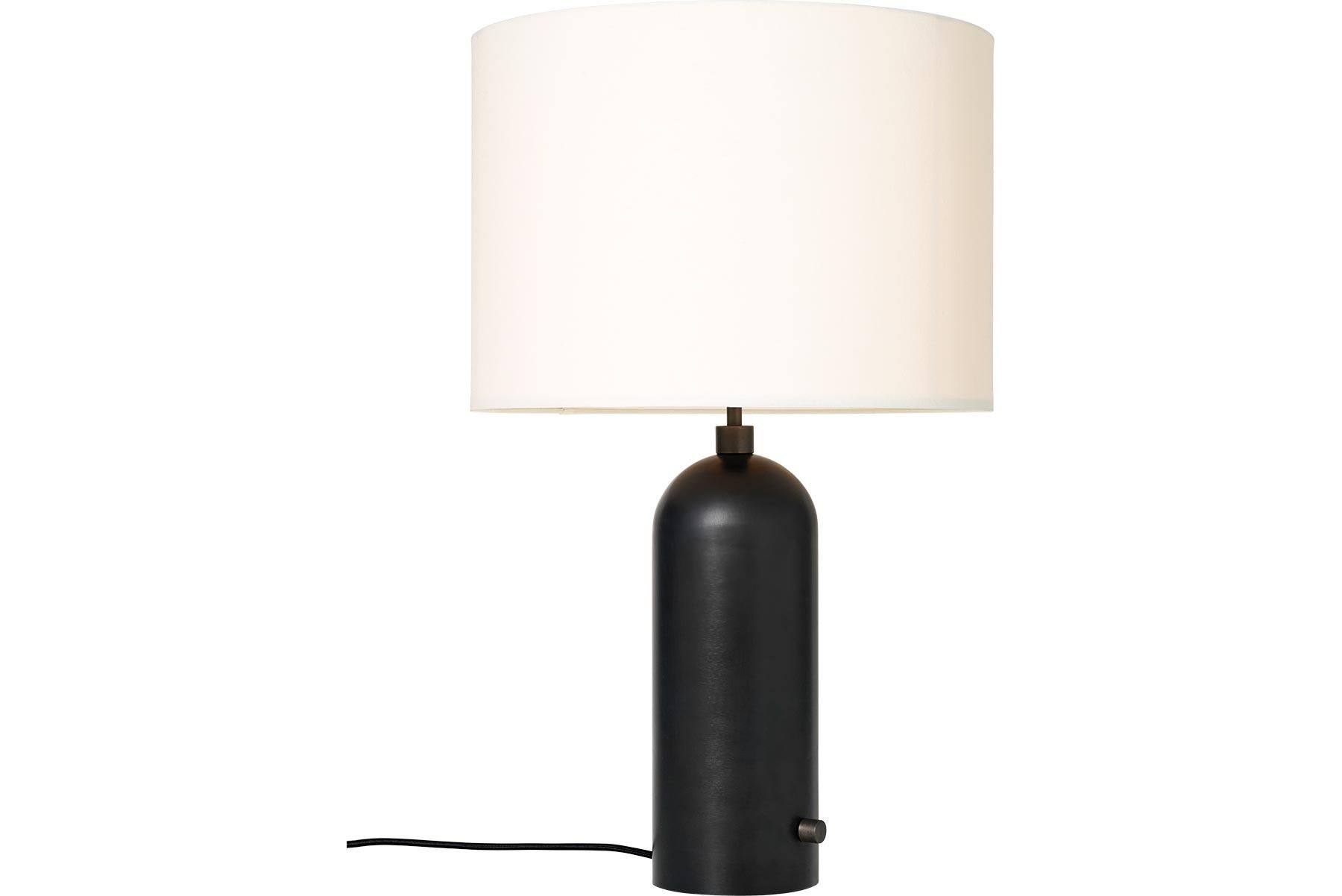 Powder-Coated Gravity Table Lamp, Large, Black Marble, White For Sale