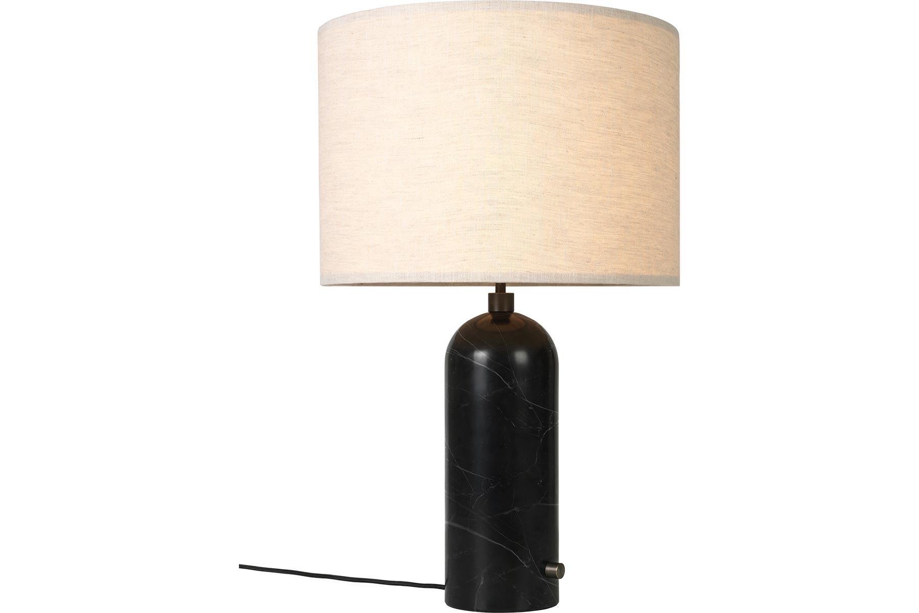 Contemporary Gravity Table Lamp, Large, Black Marble, White For Sale