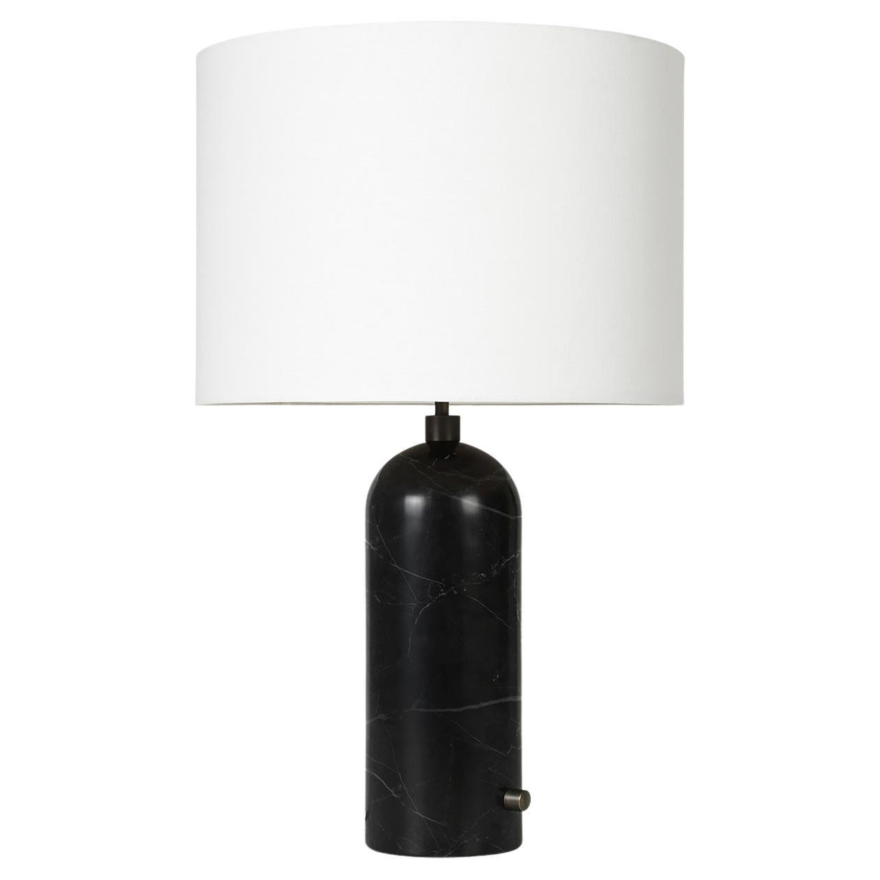 Gravity Table Lamp, Large, Black Marble, White