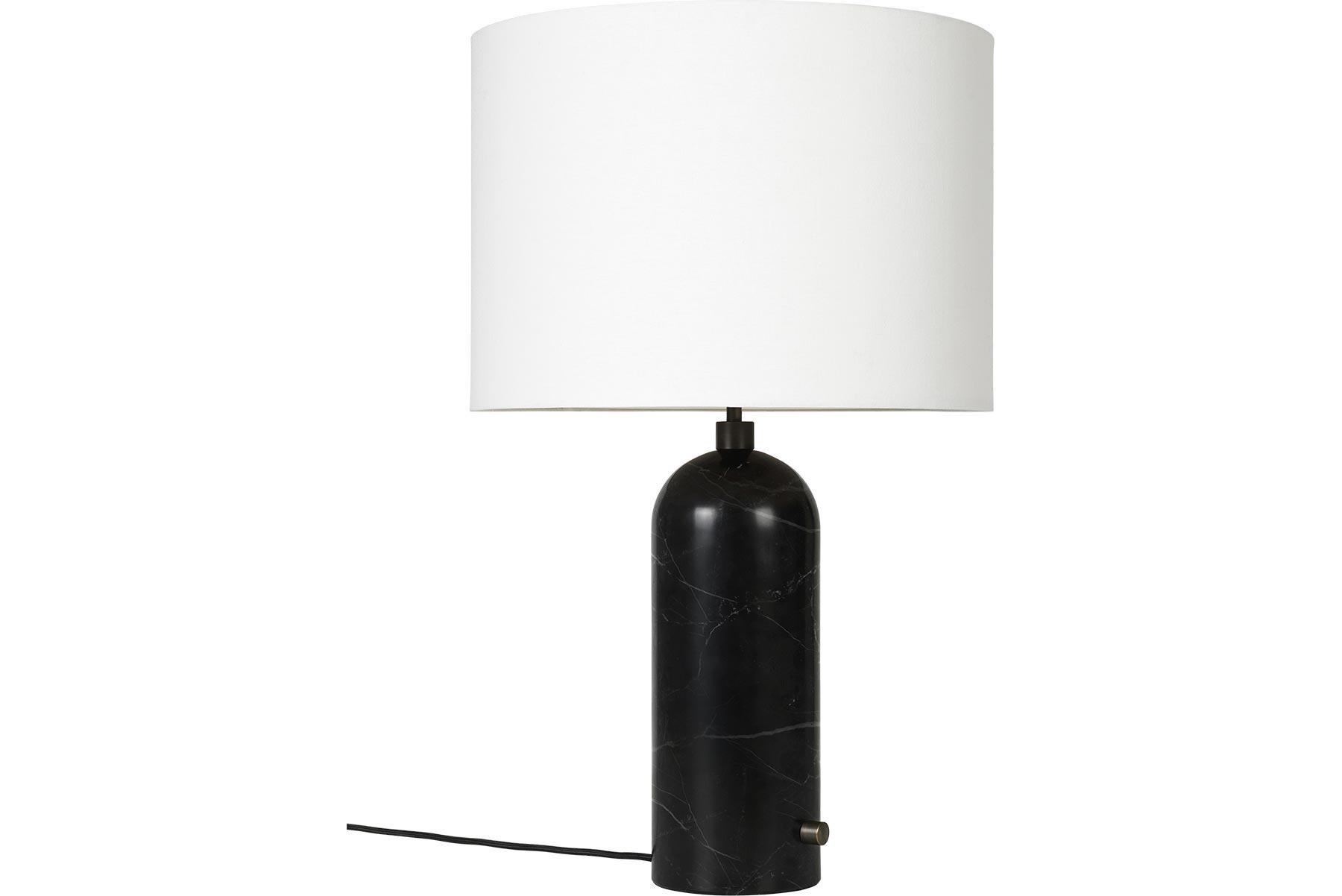 Contemporary Gravity Table Lamp, Large, Blackened Steel, Canvas For Sale