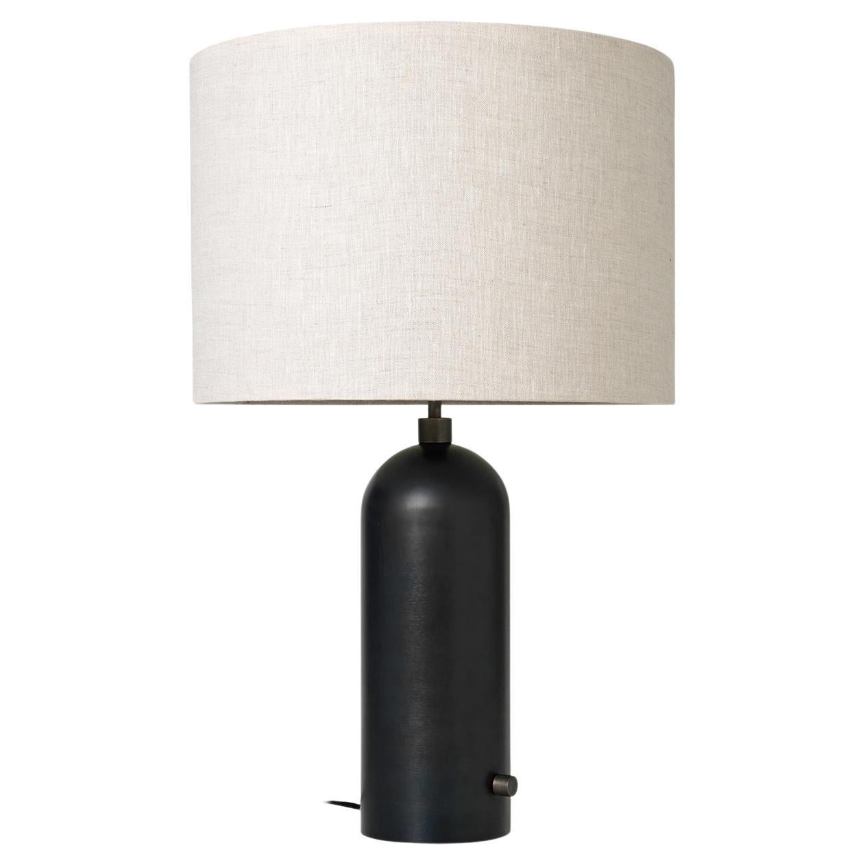 Gravity Table Lamp, Large, Blackened Steel, Canvas For Sale