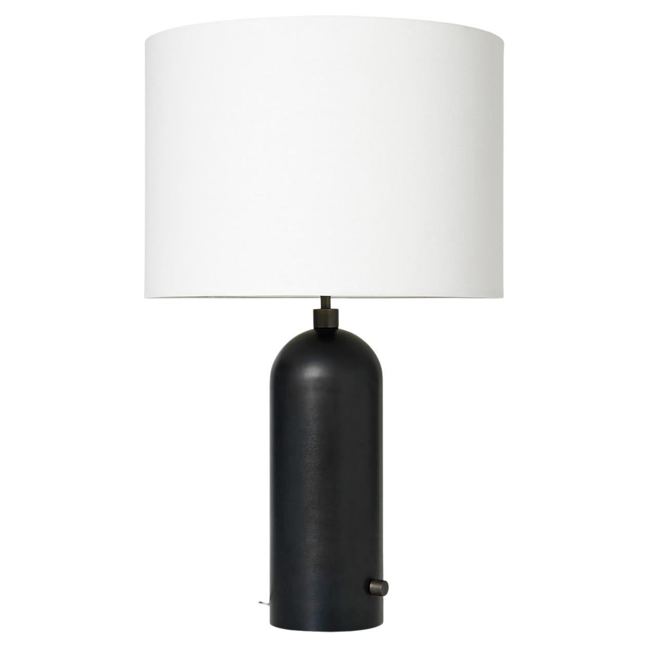 Gravity Table Lamp, Large, Blackened Steel, White