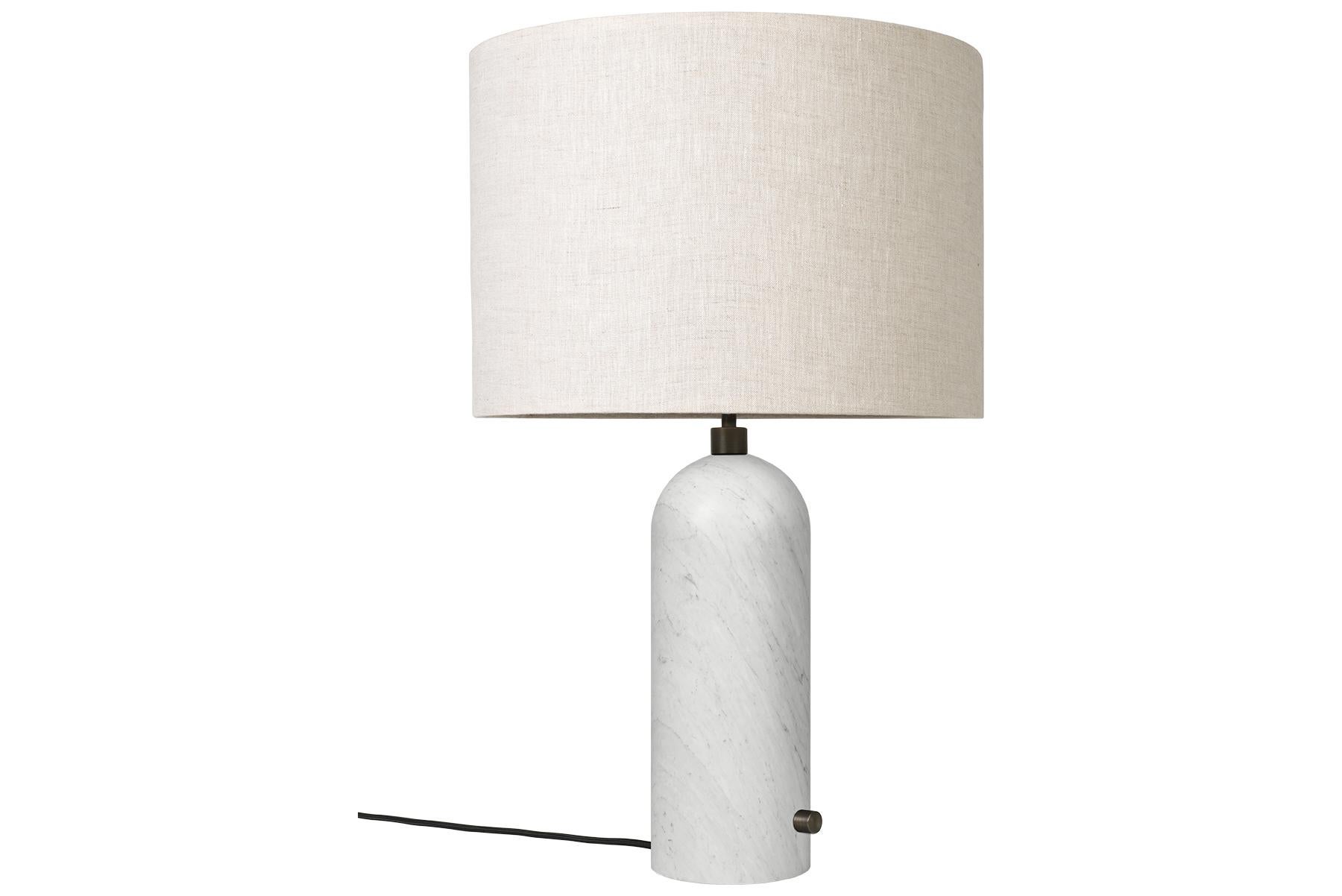 Gravity Table Lamp - Large, Grey Marble, White For Sale 4