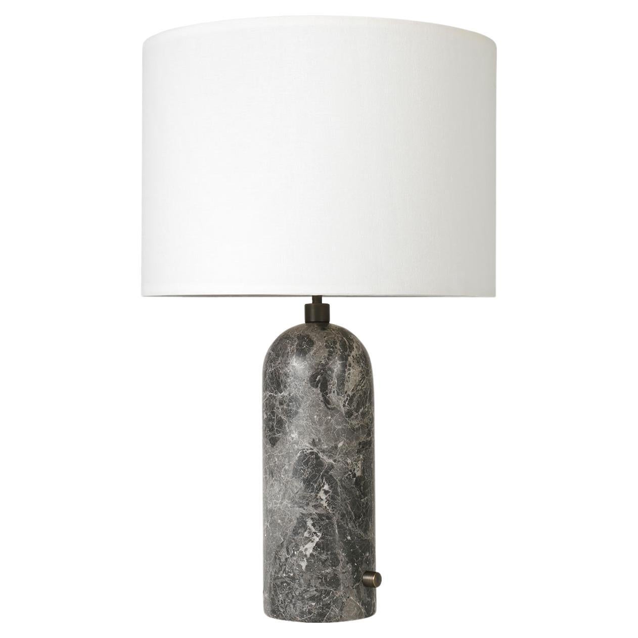 Gravity Table Lamp - Large, Grey Marble, White For Sale