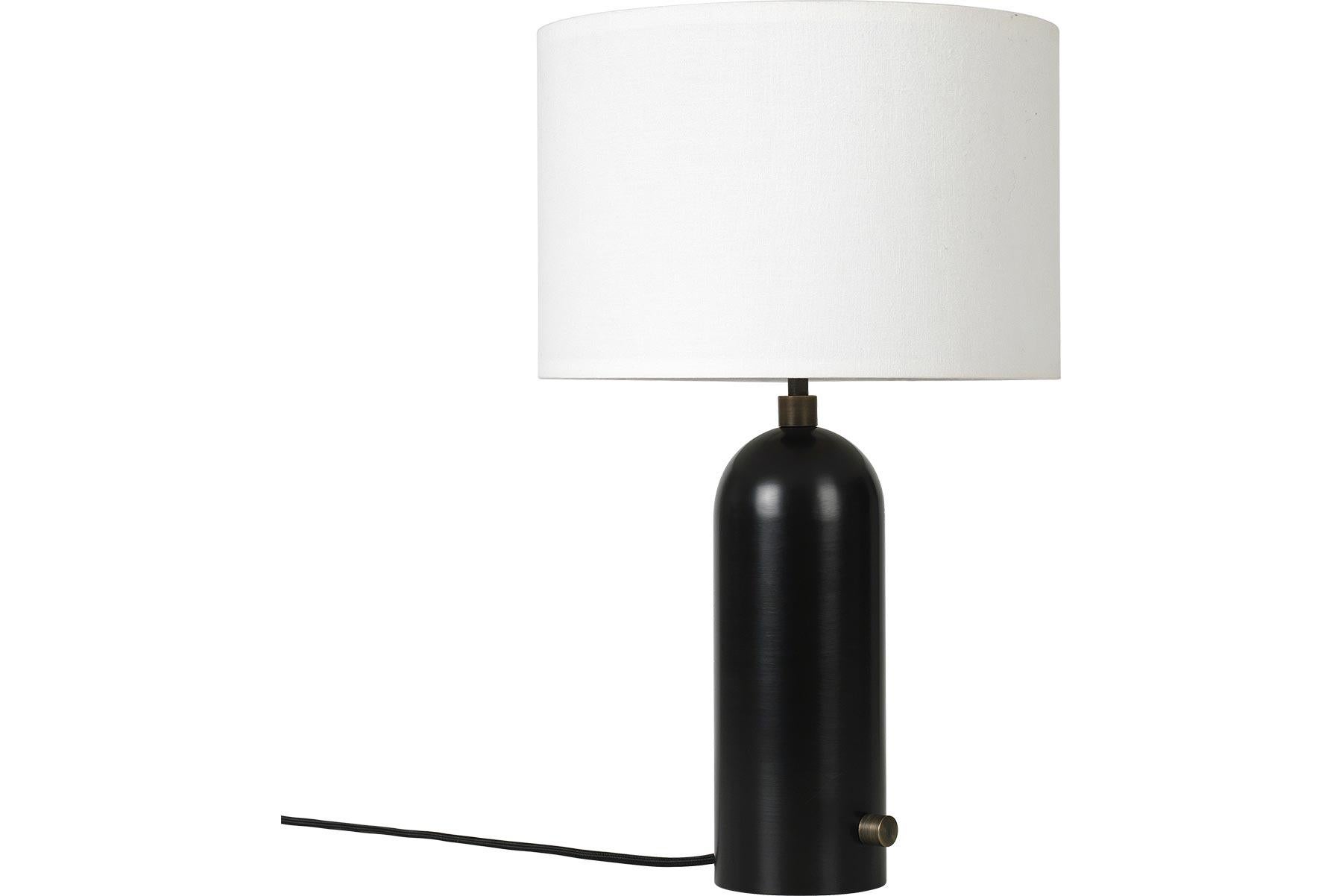 Poudré Lampe de table Gravity - Petite, marbre noir, toile en vente