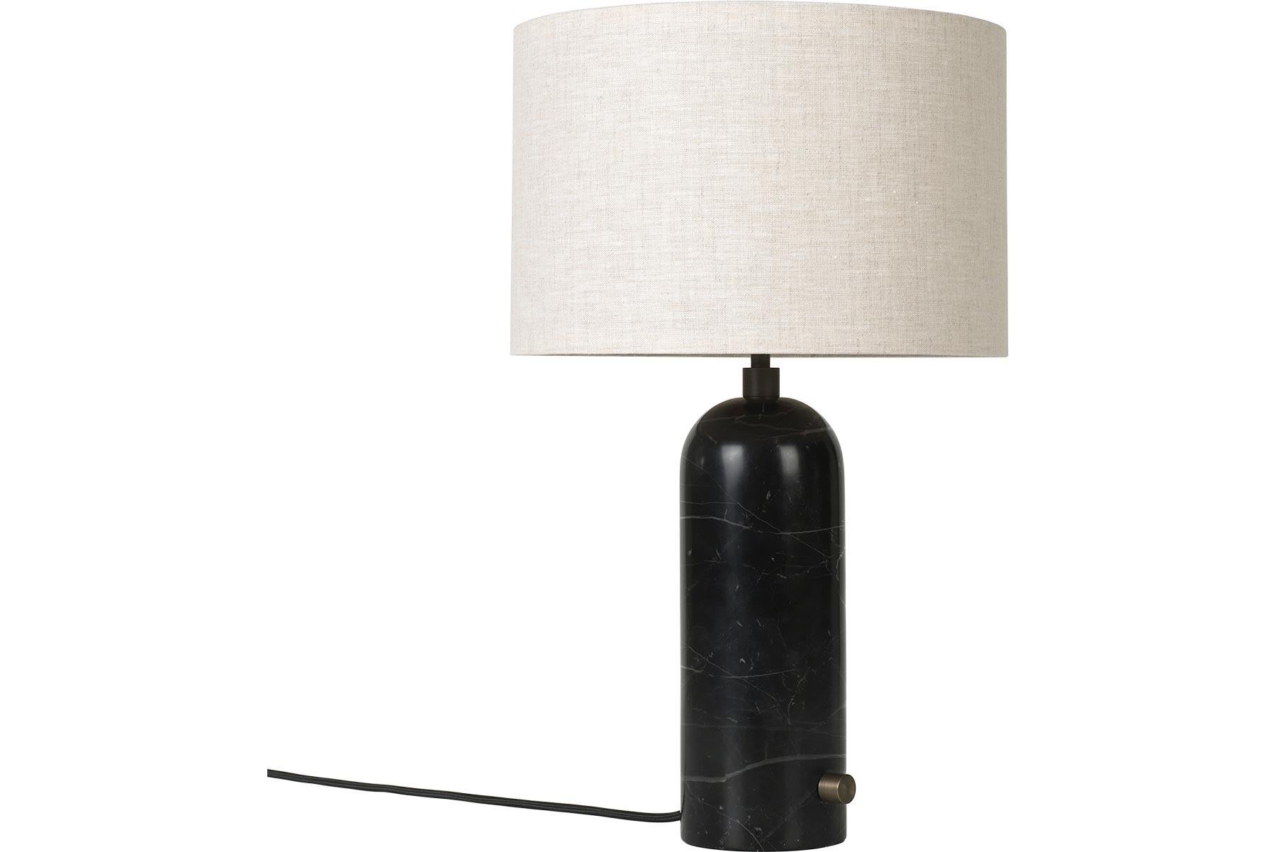 Contemporary Gravity Table Lamp - Small, Black Marble, Canvas For Sale