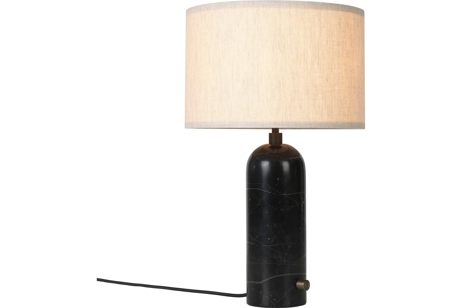 Steel Gravity Table Lamp - Small, Black Marble, White For Sale
