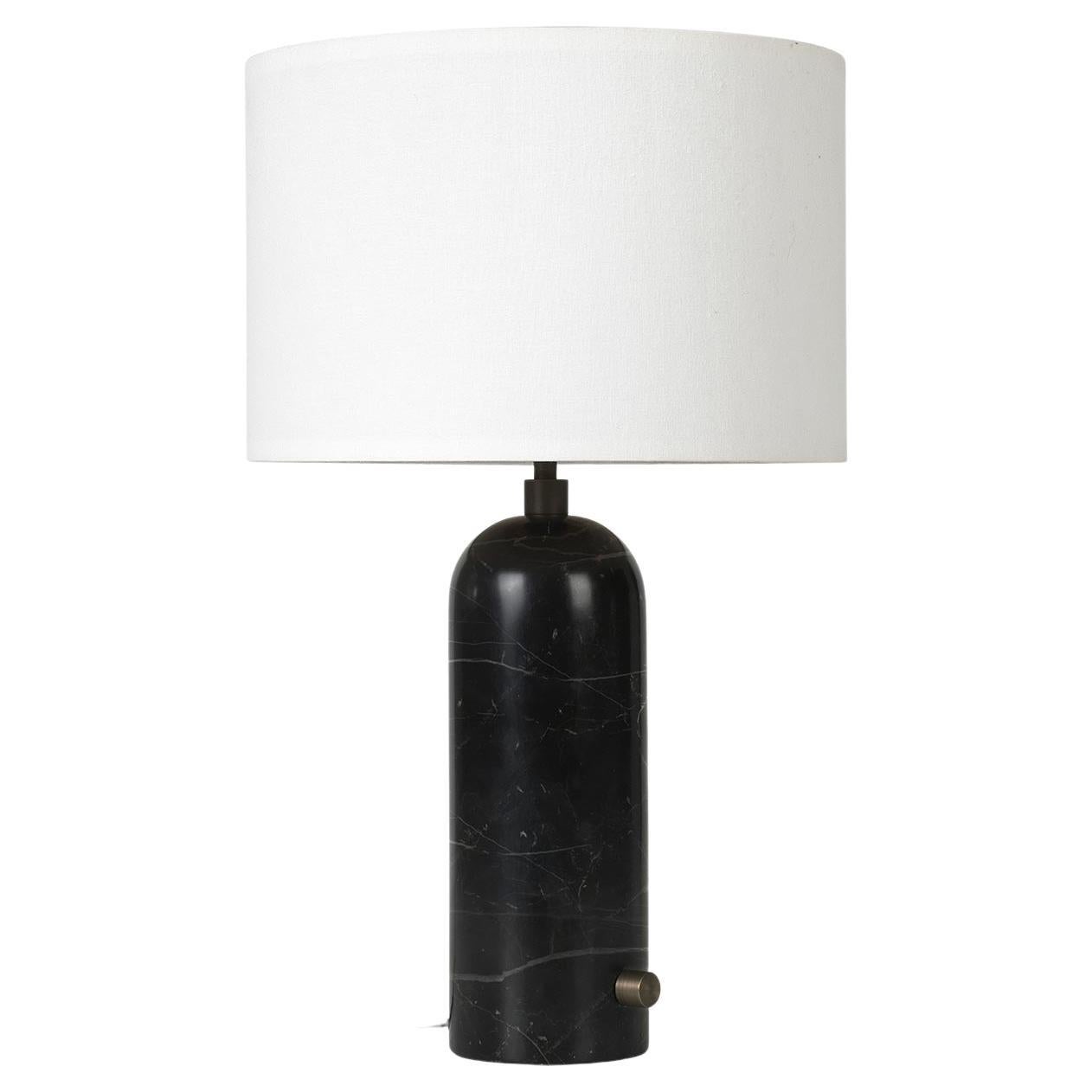 Gravity Table Lamp - Small, Black Marble, White For Sale