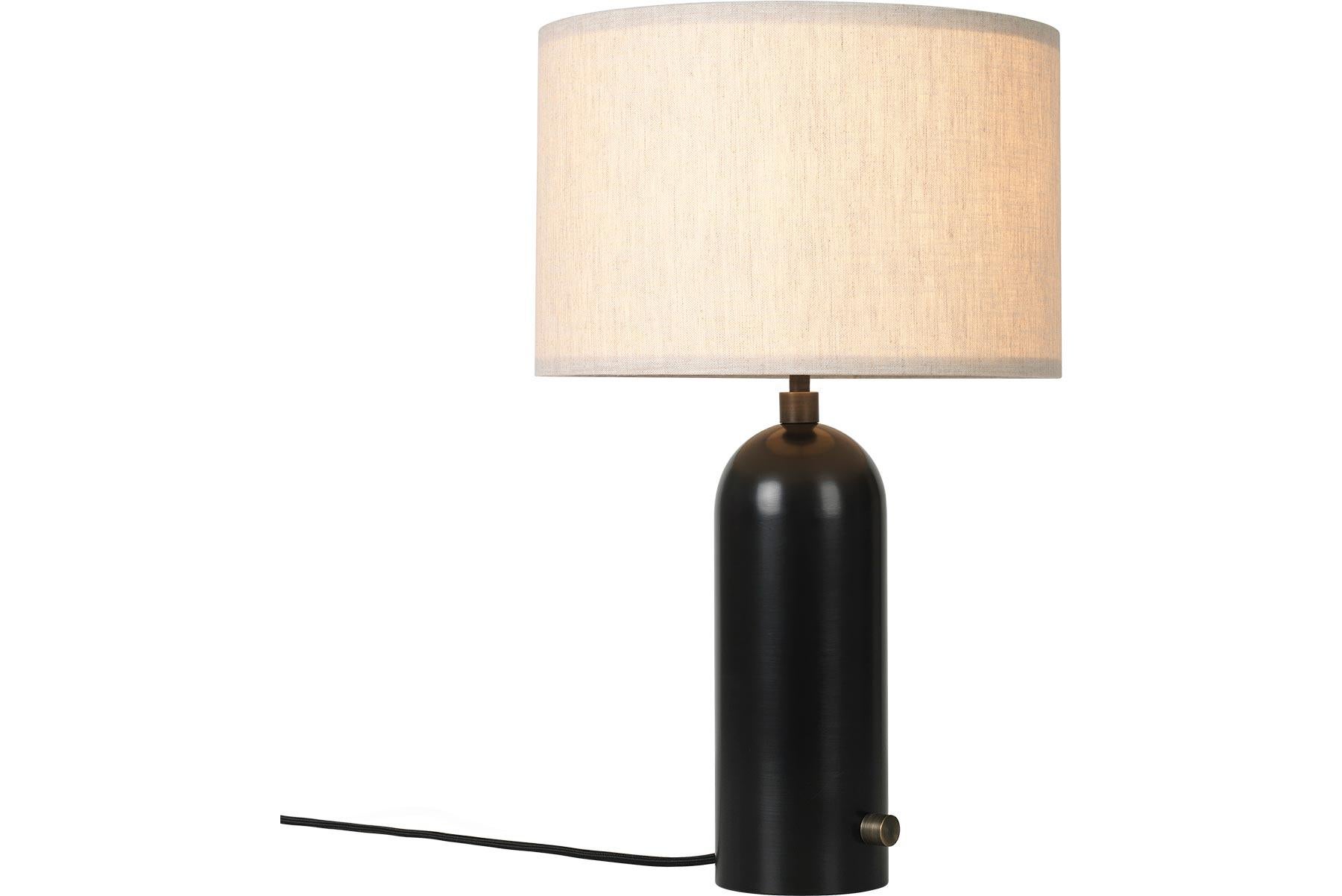 Powder-Coated Gravity Table Lamp - Small, Blackened Steel, Canvas For Sale