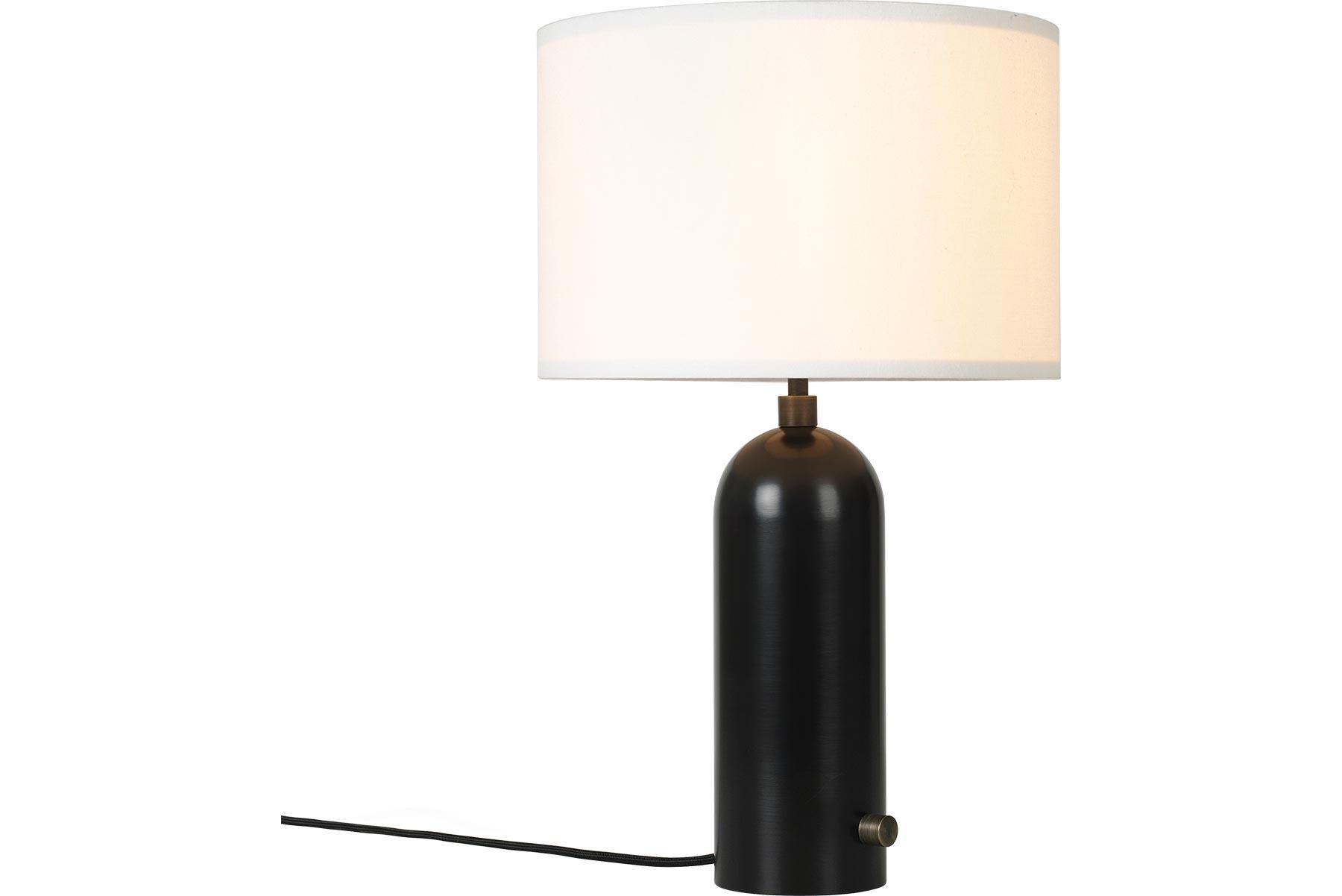 Contemporary Gravity Table Lamp - Small, Blackened Steel, Canvas For Sale