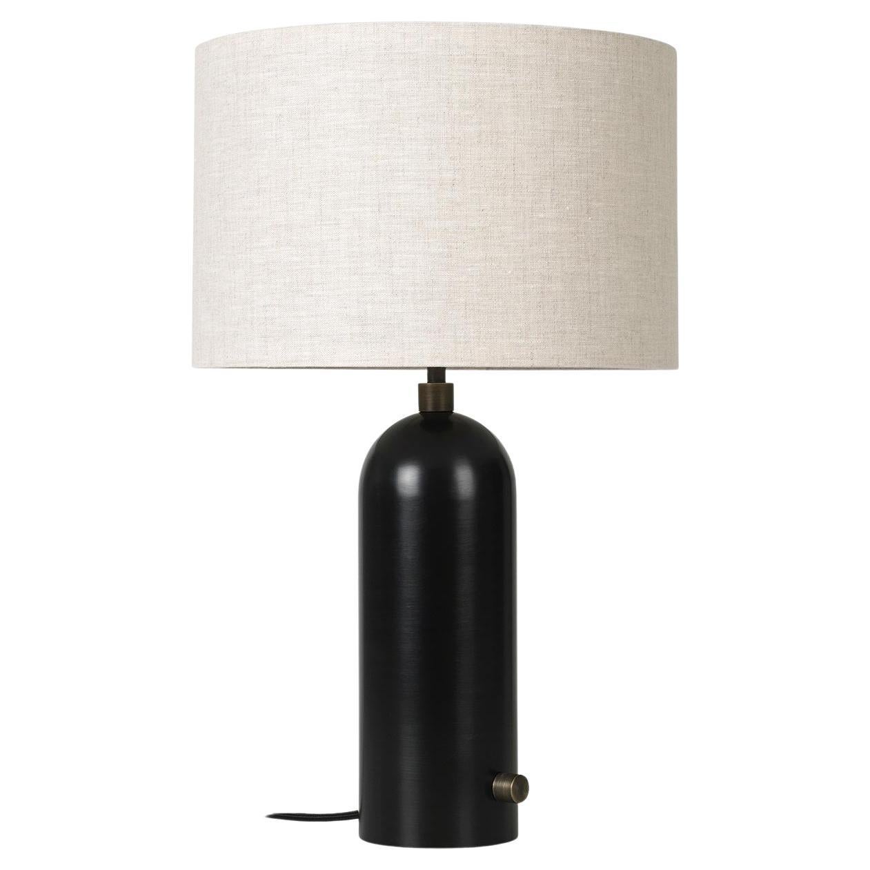 Gravity Table Lamp - Small, Blackened Steel, Canvas For Sale