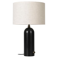 Lampe de table Gravity - Petite, acier noirci, toile