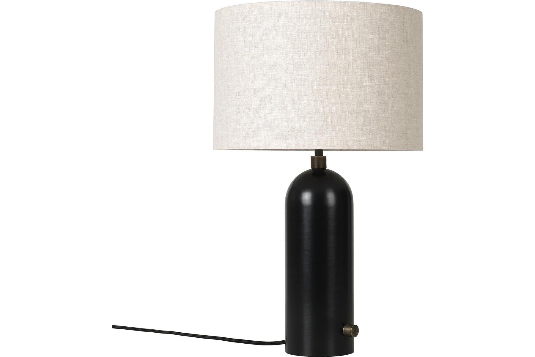 Danish Gravity Table Lamp - Small, Blackened Steel, White For Sale