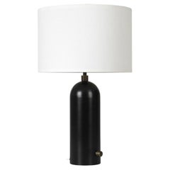 Lampe de bureau Gravity, petit modèle, acier noirci, blanc