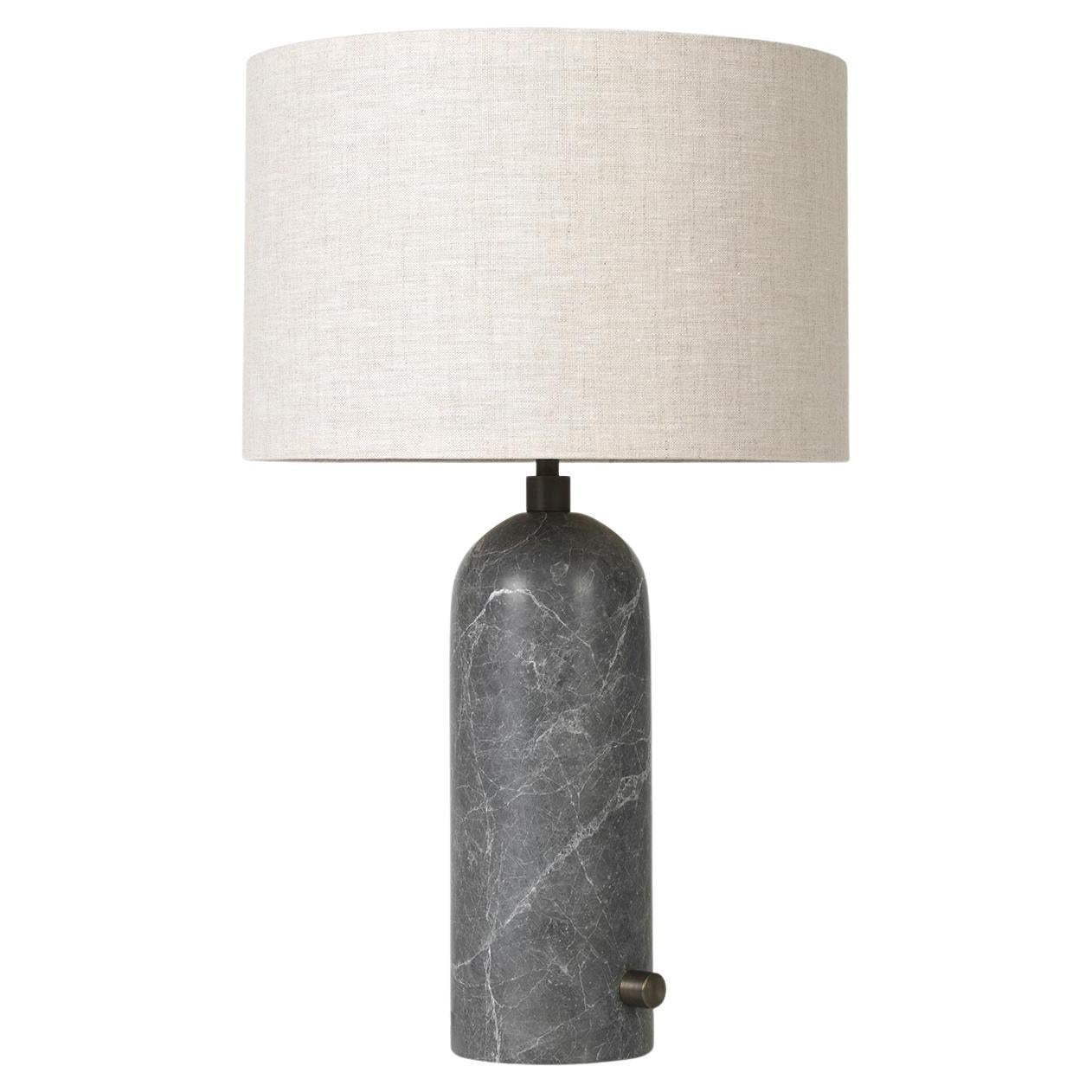 Lampe de table Gravity - Petite, marbre gris, toile en vente
