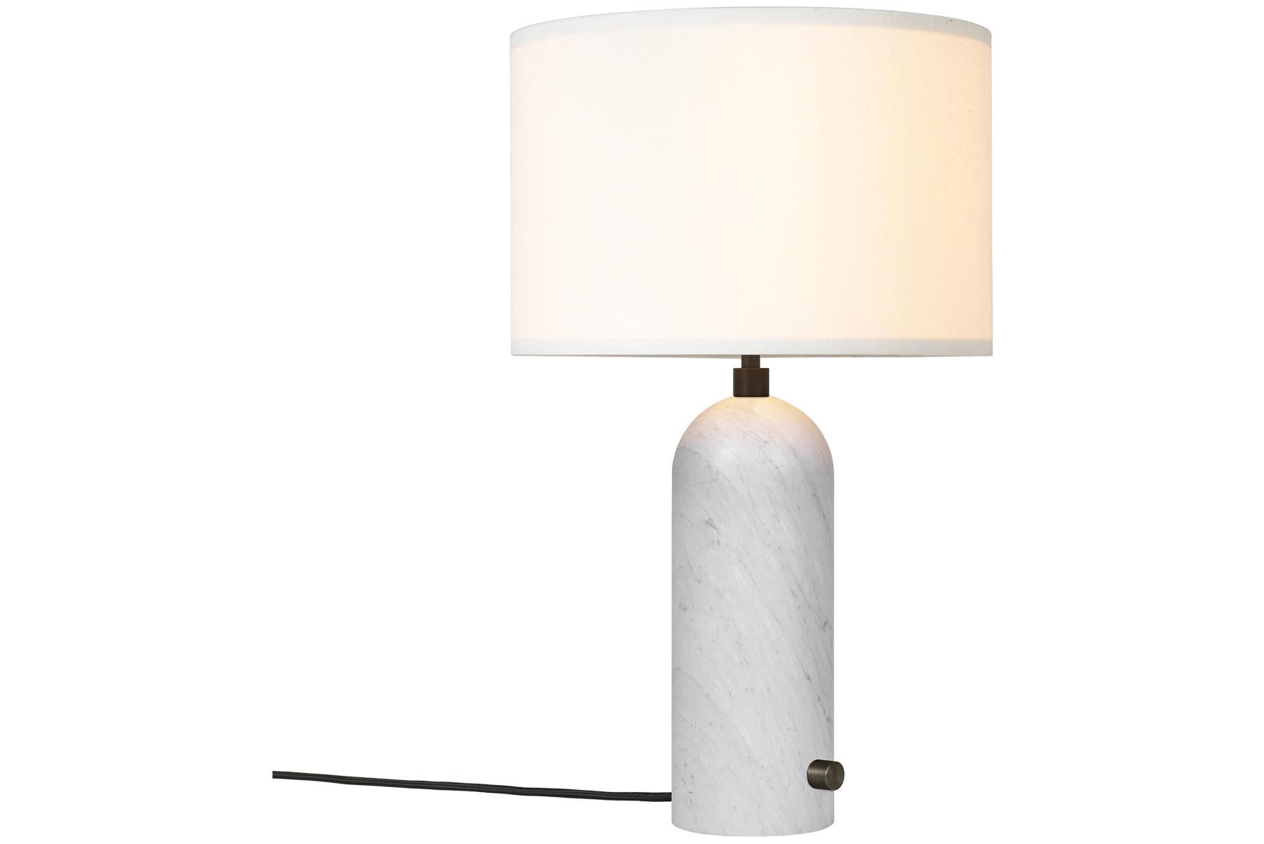 Post-Modern Gravity Table Lamp - Small, Grey Marble, White. For Sale