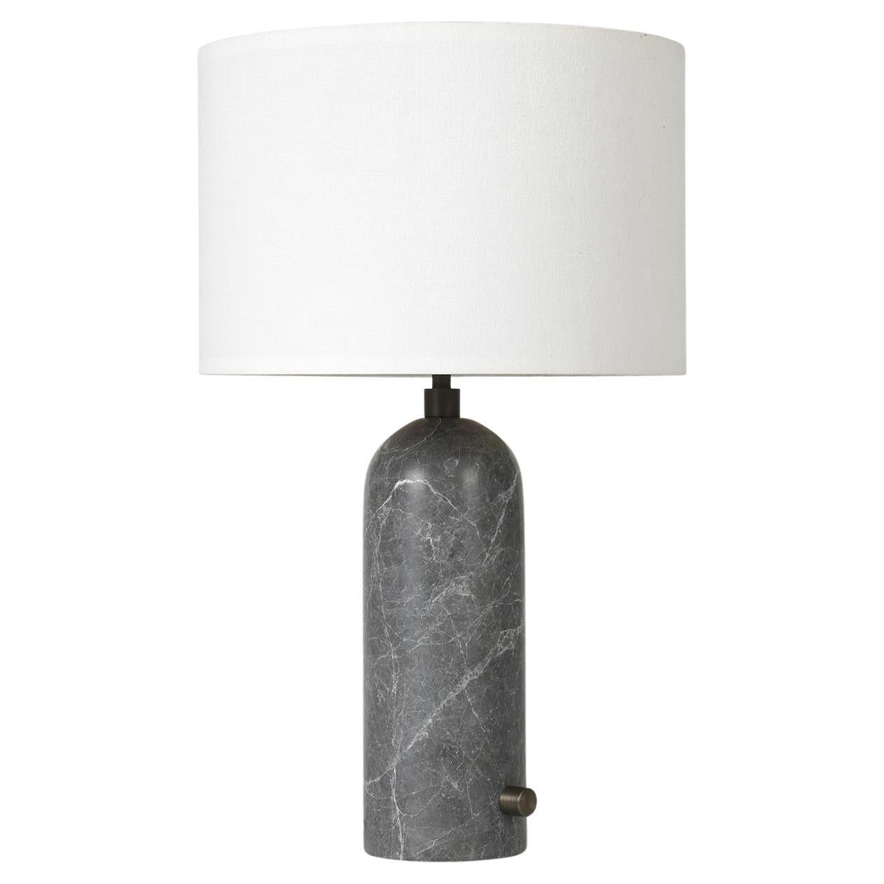 Lampe de bureau Gravity, petit modèle, en marbre gris, blanc