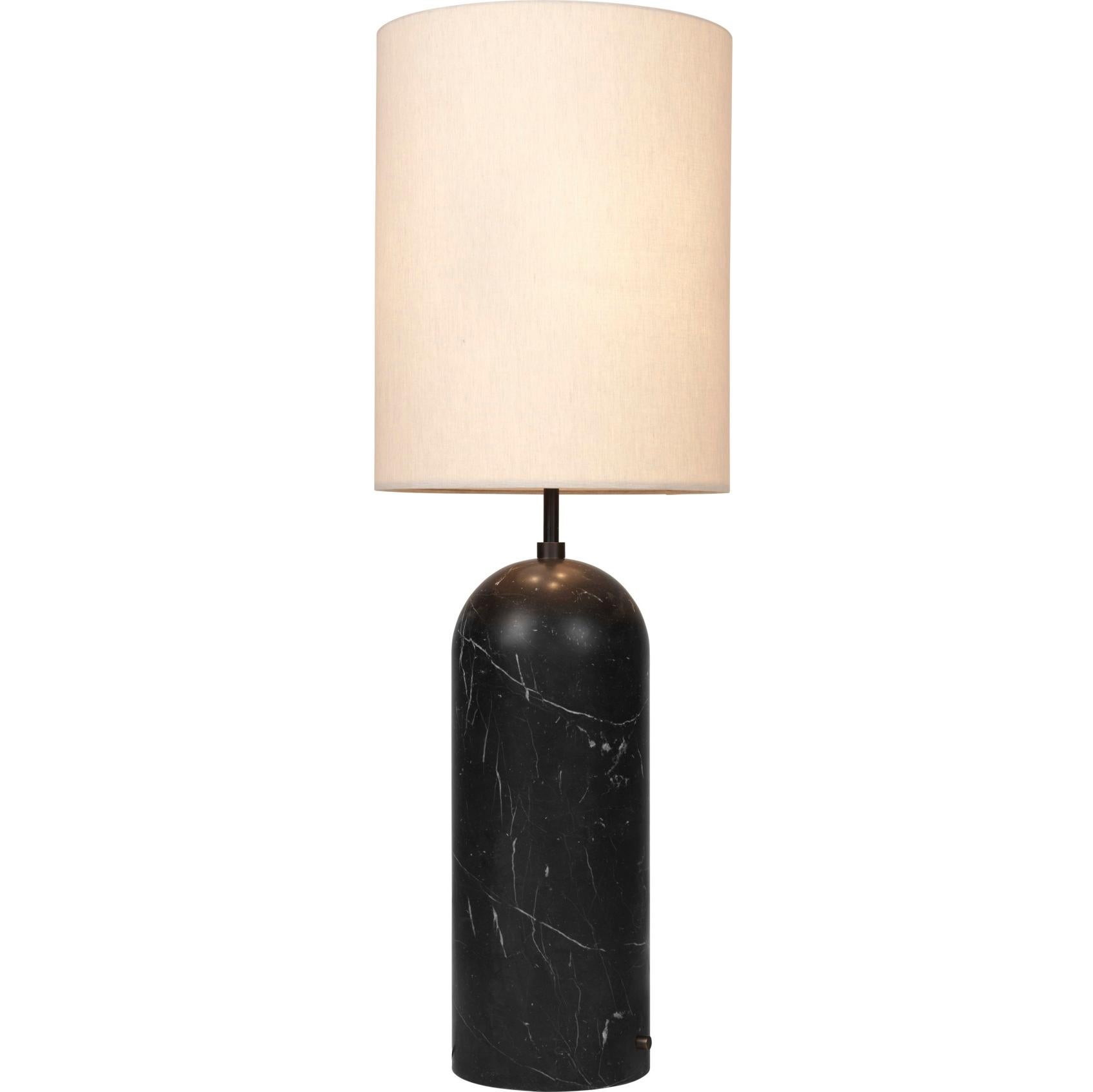 Scandinavian Modern 'Gravity XL High' Floor Lamp for Gubi in Black Marble with Canvas Shade For Sale