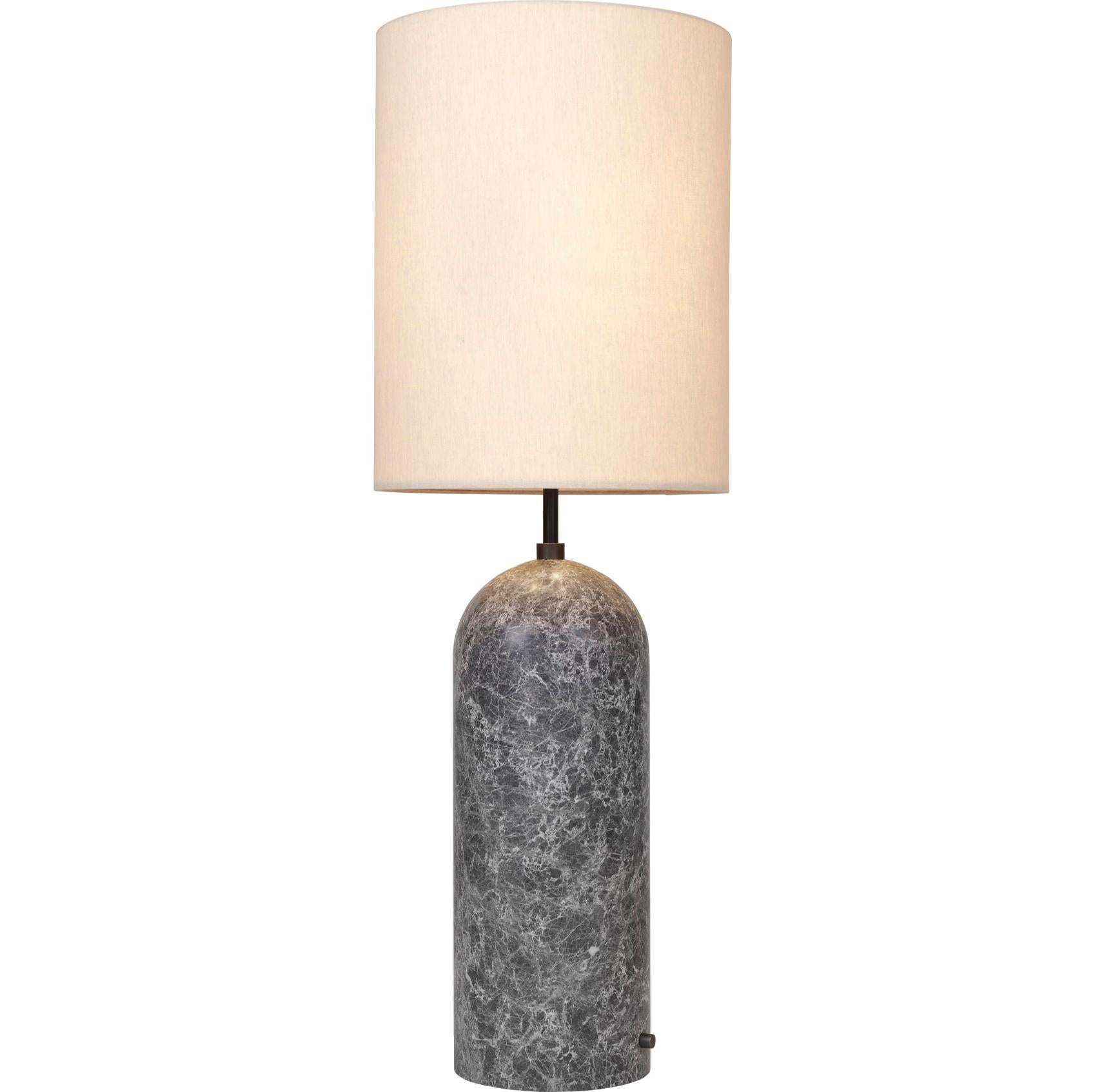„Gravity XL High“ Stehlampe für Gubi aus grauem Marmor mit Leinwandschirm (Dänisch) im Angebot