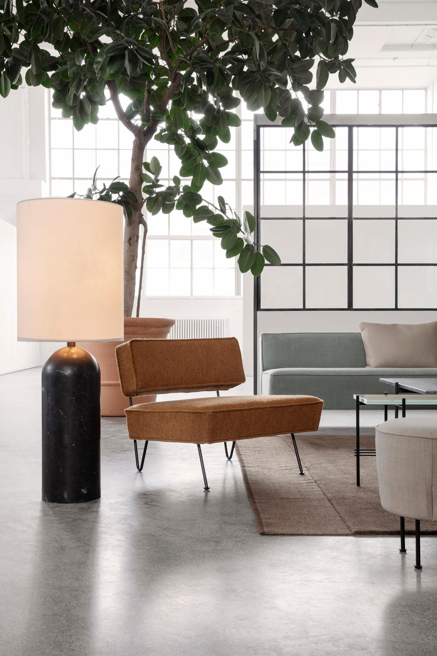 'Gravity XL High' Floor Lamp for Gubi in Gray Marble with Canvas Shade For Sale 1