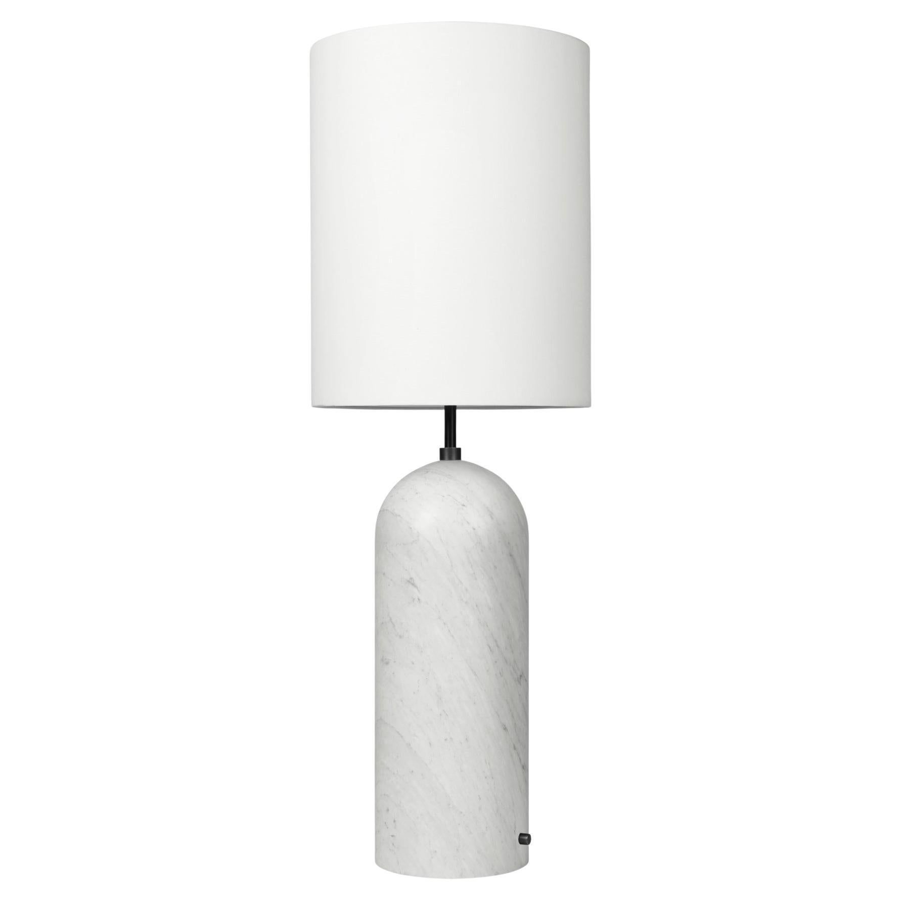 'Gravity XL High' Floor Lamp for Gubi in White Marble with Canvas Shade For Sale 6