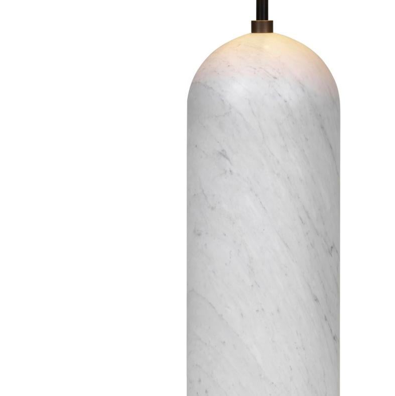 'Gravity XL High' Floor Lamp for Gubi in White Marble with Canvas Shade In New Condition For Sale In Glendale, CA