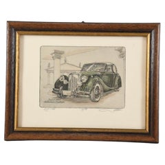 Gravure 31/50, Vintage Jaguar Car 1949, Signed. Framed Behind Glass. 1G163