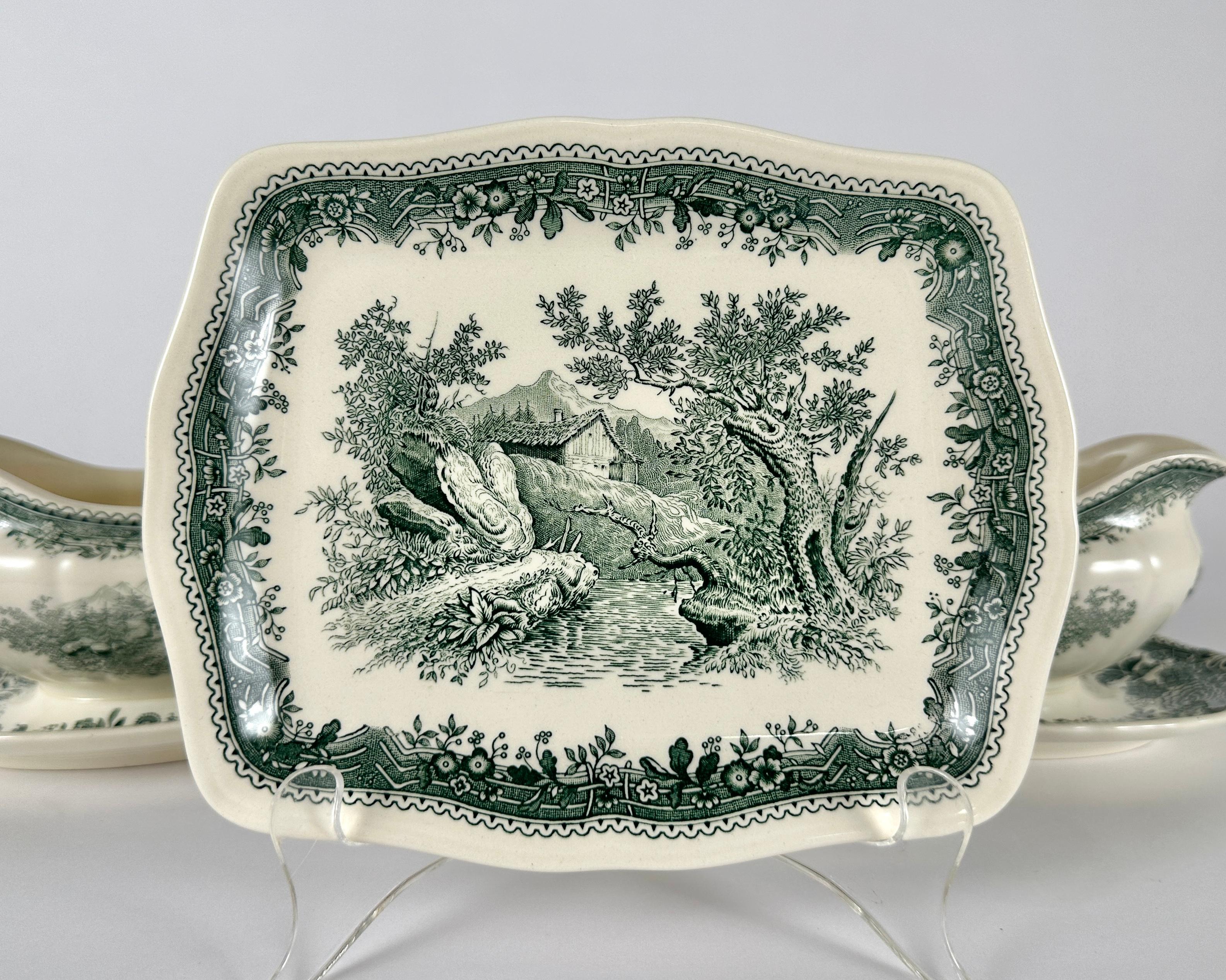 Salsera y Plato para Servir Villeroy & Boch Decor Verde Burgenland finales del siglo XX en venta