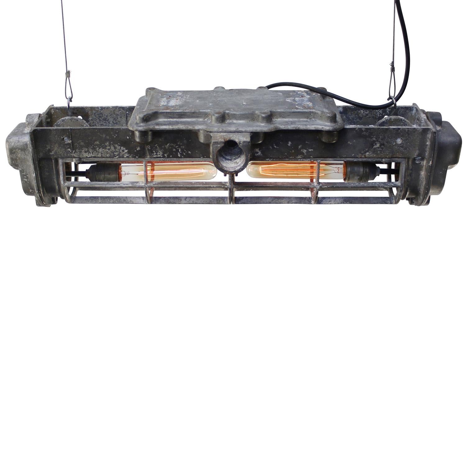20th Century Gray 1948 Vintage Industrial Cast Aluminum Pendant Light For Sale