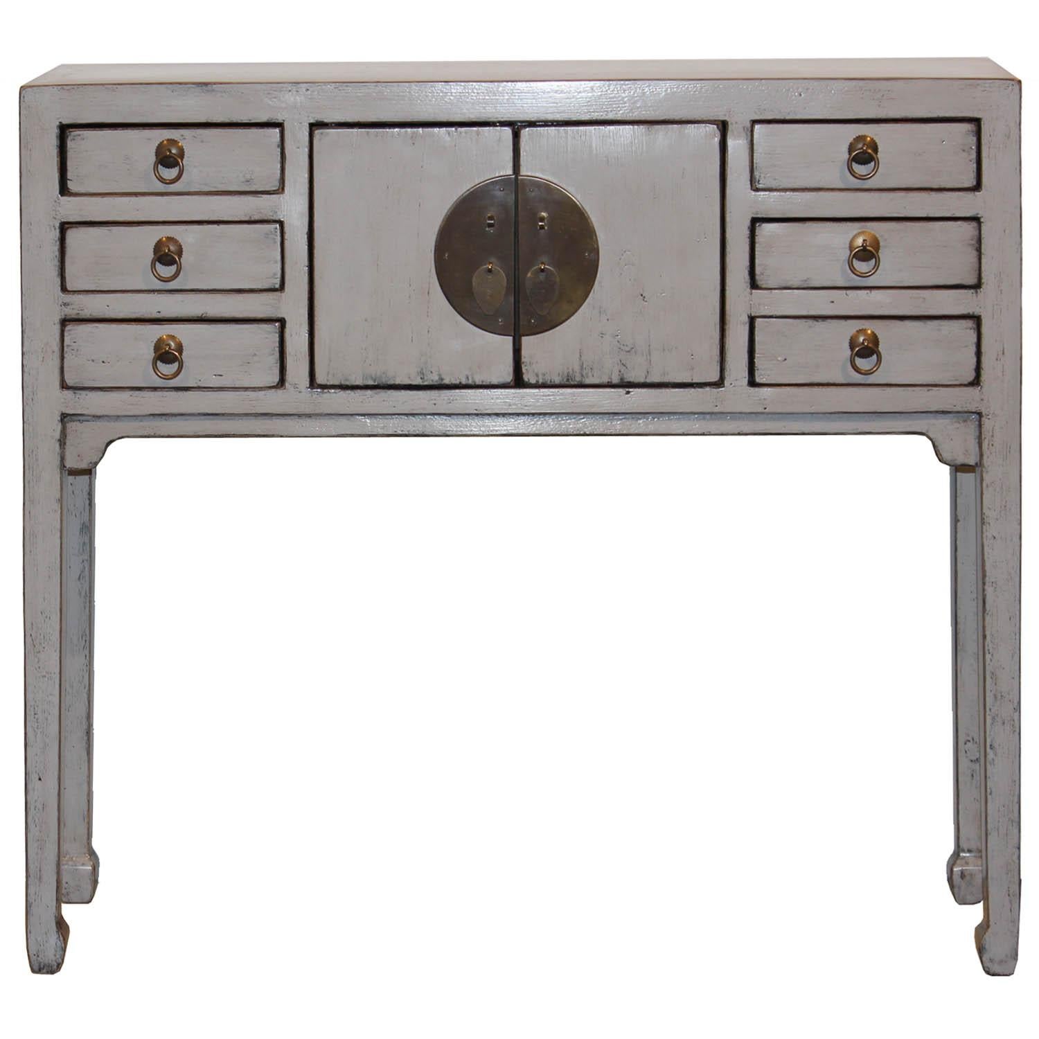 Gray 6-Drawer Console Table
