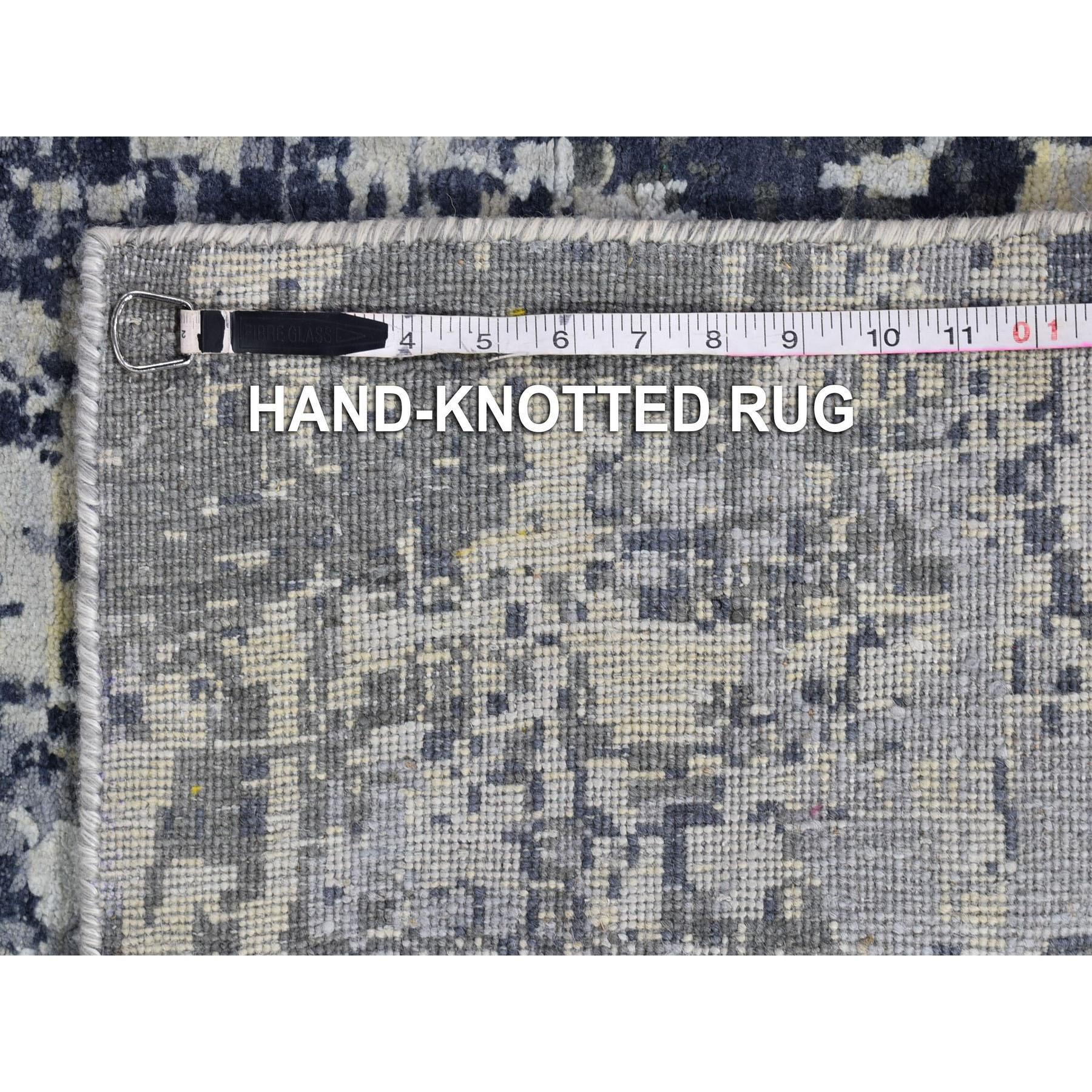 Handgeknüpfter Teppich aus Wolle und Seide in Grau mit abstraktem Design und persischem Knoten 12'x18'1