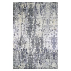 Handgeknüpfter Teppich aus Wolle und Seide in Grau mit abstraktem Design und persischem Knoten 12'x18'1"