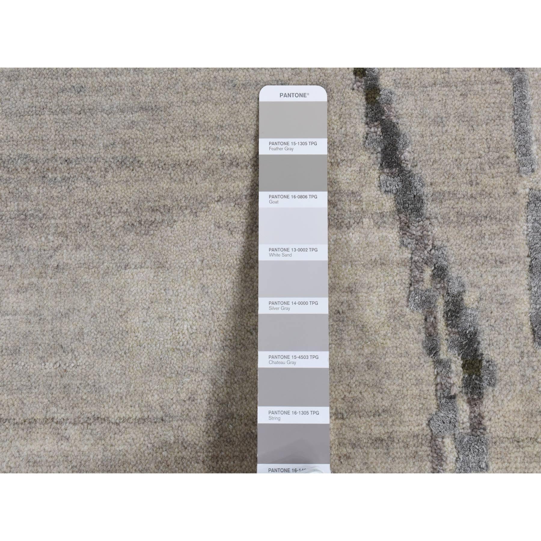 Handgeknüpfter Teppich aus Wolle und Seide in Grau mit abstraktem Tropfendesign 8'10