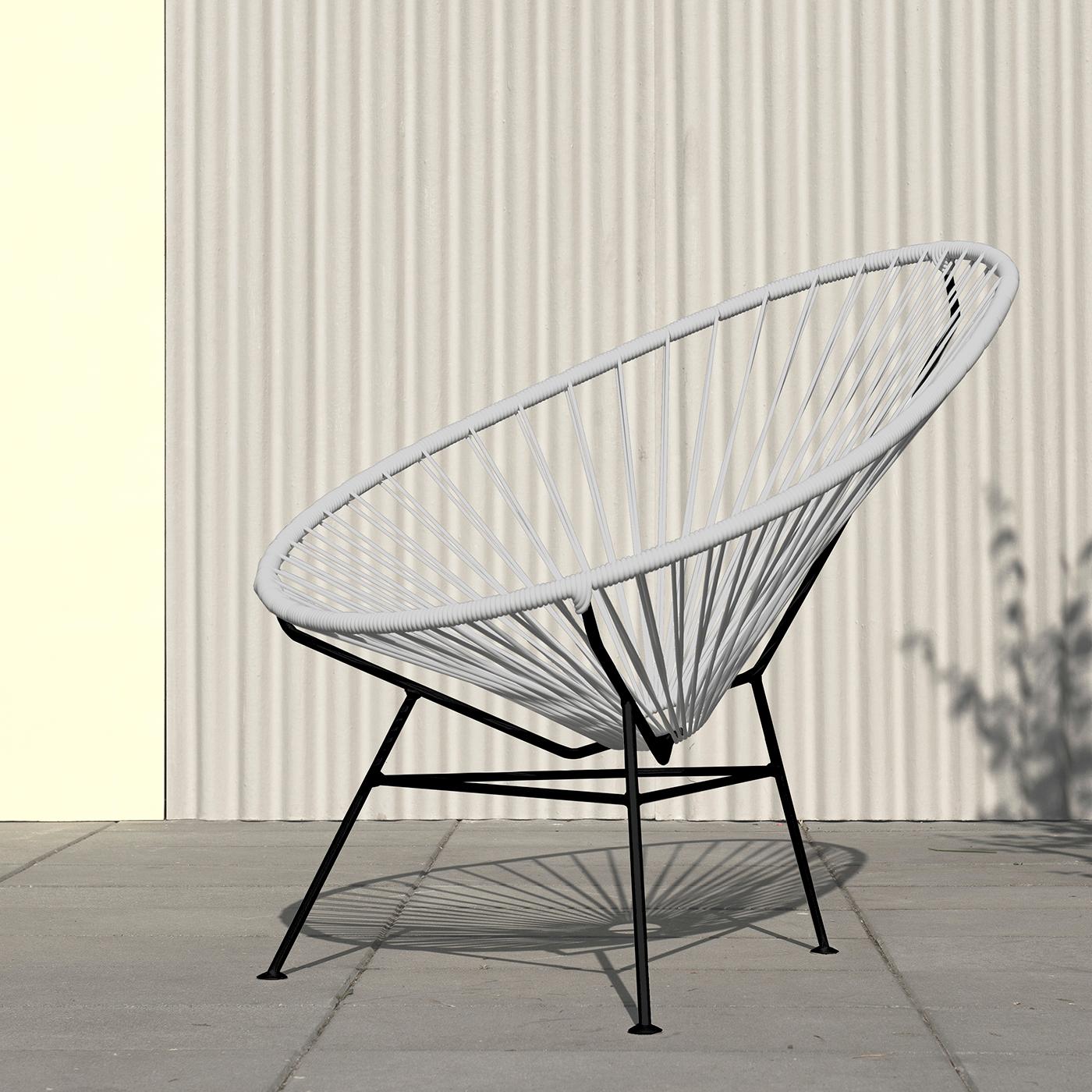Gray Acapulco Chair by OK Design
Dimensions: D 110 x W 79 x H 72 cm.
Materials: Powder-coated metal, PVC cord.

Available with black frame, white frame, or stainless steel frame.
Available in other colors. Please contact us.

The Original Acapulco