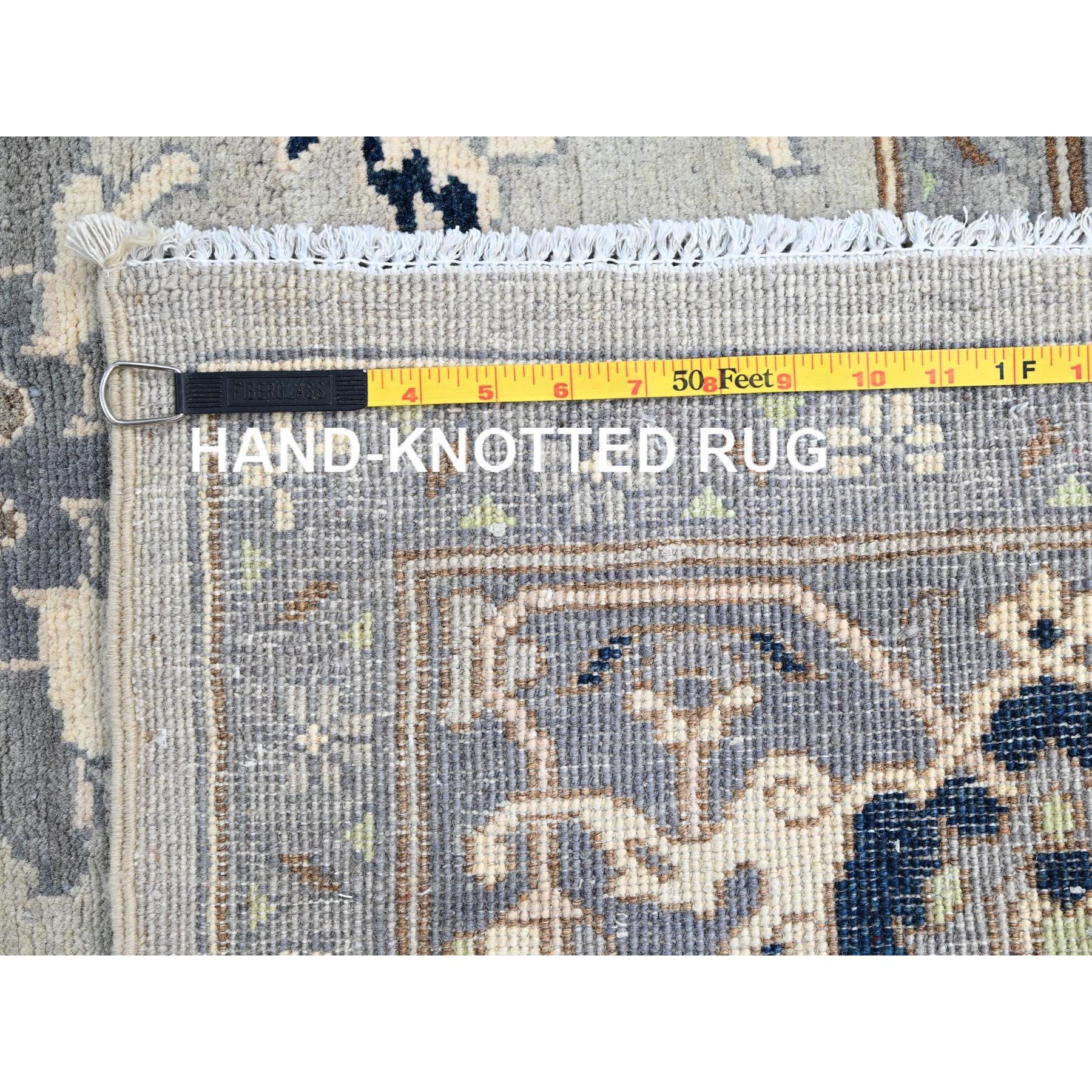Tapis afghan Peshawar gris avec motif Serapi Heriz noué à la main 9'0