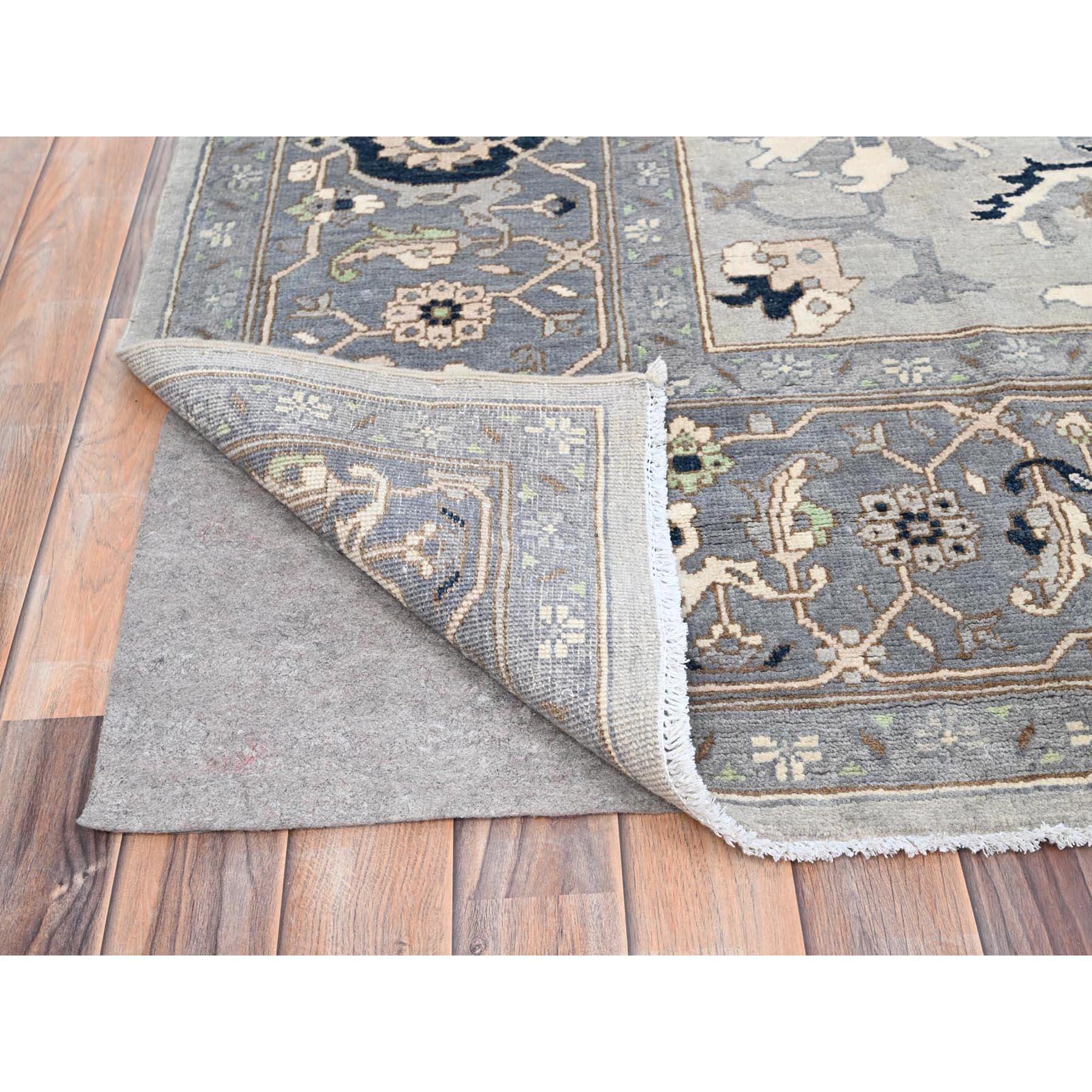 Afghan Tapis afghan Peshawar gris avec motif Serapi Heriz noué à la main 9'0