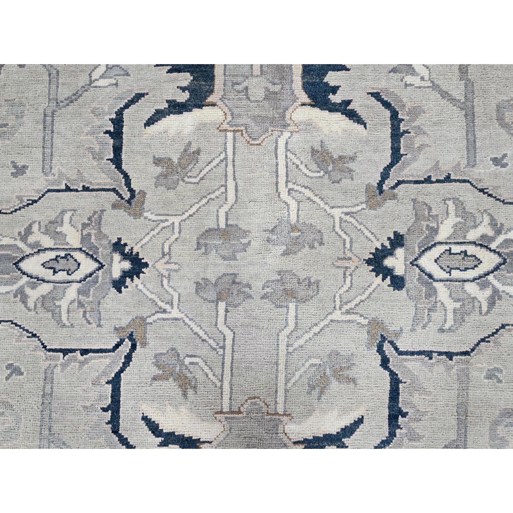 Laine Tapis afghan Peshawar gris avec motif Serapi Heriz noué à la main 9'0