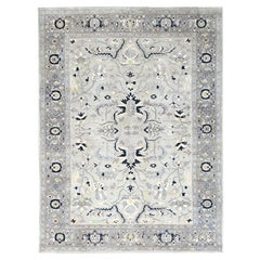 Gray Afghan Peshawar with Serapi Heriz Design Wool Hand Knotted Rug 9'0" x 12'2"