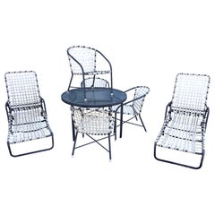 Gray Aluminum and white vinyl Brown Jordan Tamiami Patio Set