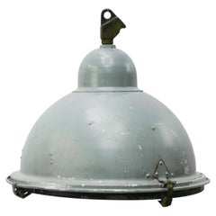 Lampe suspendue en métal industriel gris aluminium verre clair