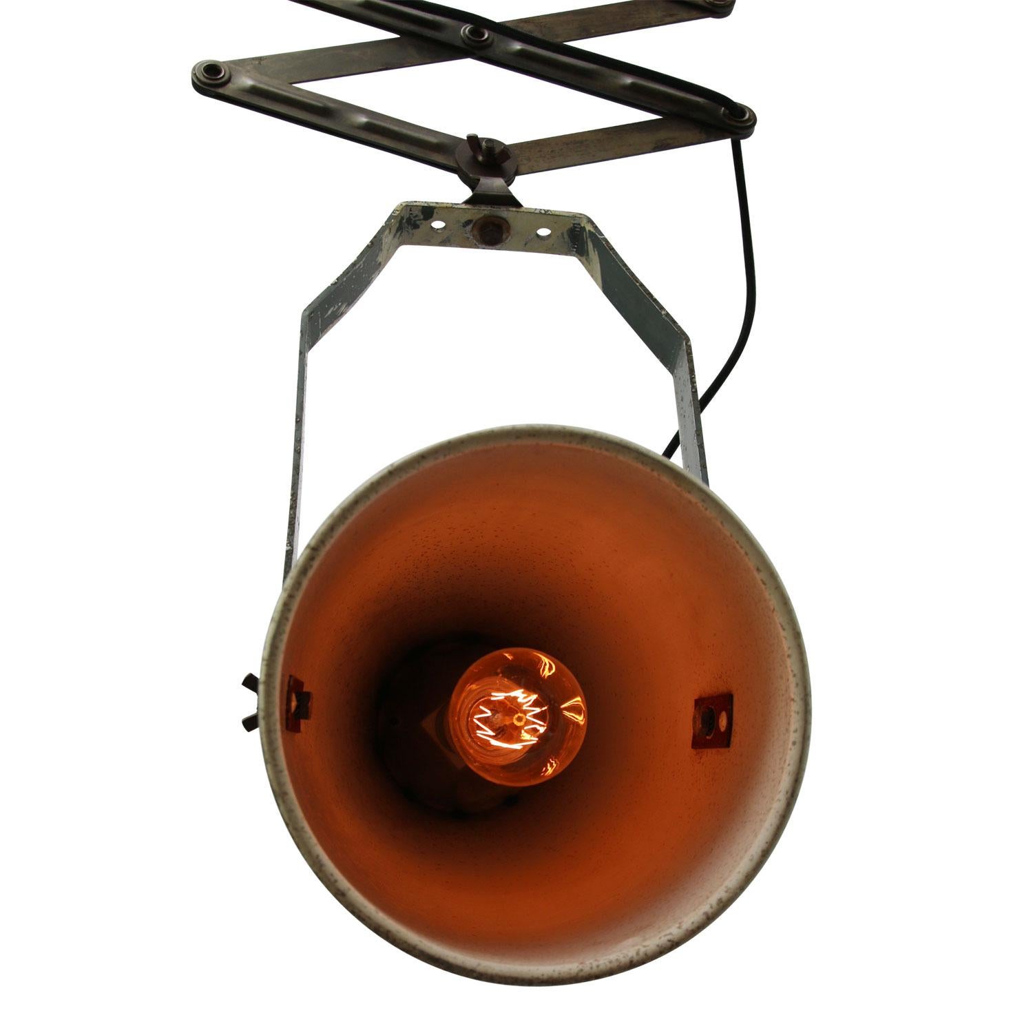 Dutch Gray Aluminum Shade Vintage Industrial Iron Scissor Spot Lights For Sale